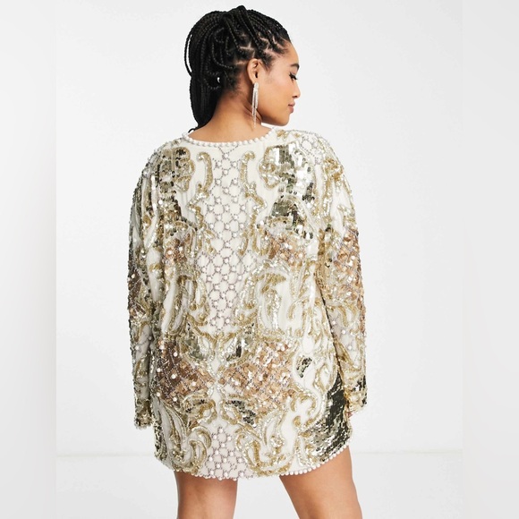 ASOS Curve Sequin Embellished Jacket in Gold and Silver Sz 14 NWT - Picture 7 of 8